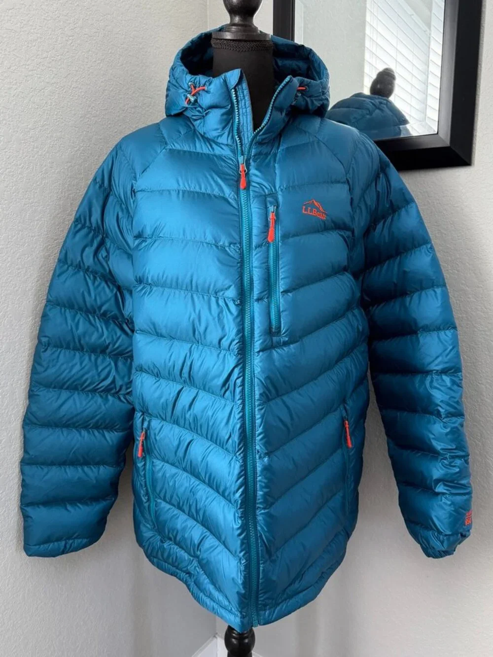NWT LL Bean Ultralight 850 Down Hooded Women's XL Tall Teal Jacket